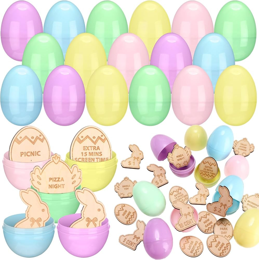 HyDren 24 Easter Egg Tokens Set Includes 24 Easter Tokens with Engraved Sayings in 3 Shape and 24... | Amazon (US)