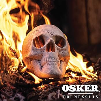 OSKER Ceramic Fireproof Fire Pit Skull Log for Bonfire, Campfire, Fireplace, Firepit | Halloween ... | Amazon (US)