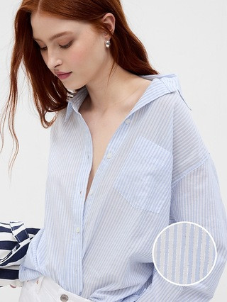 Metallic Stripe Big Shirt | Gap (US)