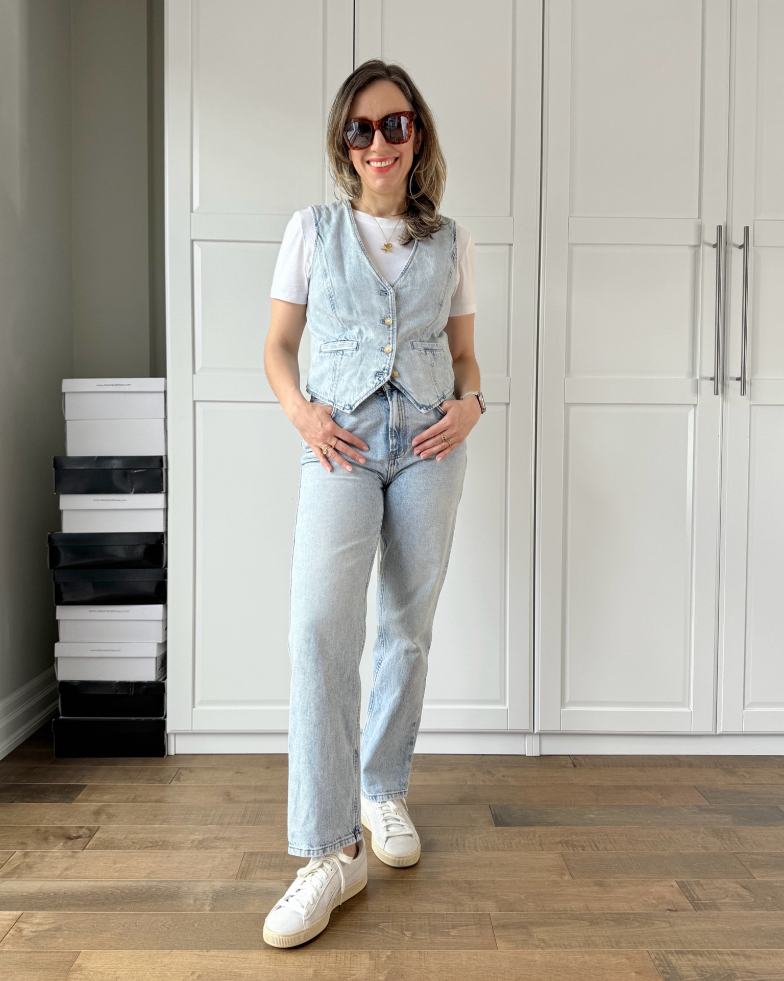 Light denim vest with matching straight leg jeans, with white🤍

Spring outfit, summer outfit, double denim outfit, denim on denim, light denim and white  

#LTKFindsUnder50 #LTKFindsUnder100 #LTKOver40