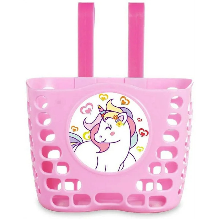 MINI-FACTORY Kid's Bike Basket, Pink Cute Lovely Unicorn Pattern Bicycle Front Handlebar Basket f... | Walmart (US)