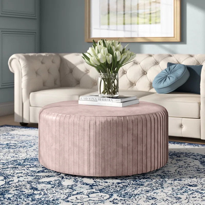 Alexandria 35.4'' Wide Velvet Round Cocktail Ottoman | Wayfair North America