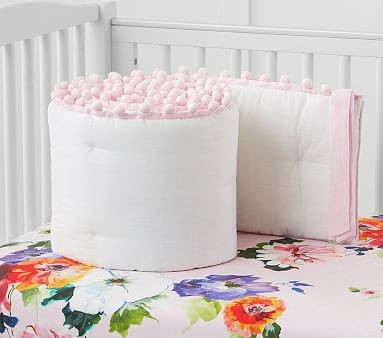 Pom Pom Bumper, Light Pink | Pottery Barn Kids