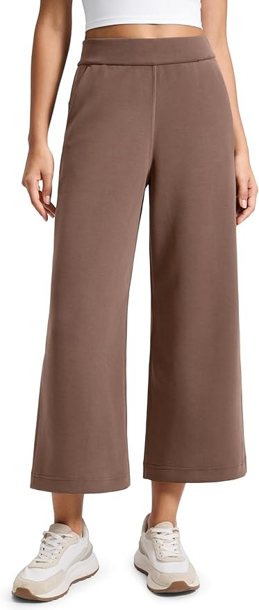 CRZ YOGA SoftAura Wide Leg Cropped Sweatpants Women 25" - Modal Lounge Travel Casual Capri Pants ... | Amazon (US)