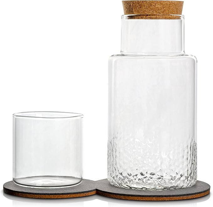 BDECOR Bedside Water Carafe Set, 25oz Bedside Carafe, Water Carafe with Cup, Lid and Coaster, Bed... | Amazon (US)