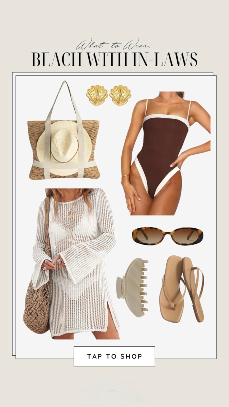 Beach Outfit Ideas ✨ What to Wear to the Beach with In-Laws | Chic, Modest + Effortless Summer Style 🤎 This elevated beach look pairs a flattering one-piece swimsuit with a lightweight knit cover-up, neutral sandals, and timeless accessories for a polished yet relaxed vibe. Perfect for family vacations, coastal trips, or beach days where you want to feel confident and put-together, this outfit balances style and comfort effortlessly. Save this for beach outfit ideas, vacation style inspo, and chic summer looks. #beachoutfit #vacationoutfits #summerstyle #outfitinspo #coastalstyle #resortwear #amazonfinds #ltkstyle

#LTKTravel #LTKSwim #LTKmomlife
