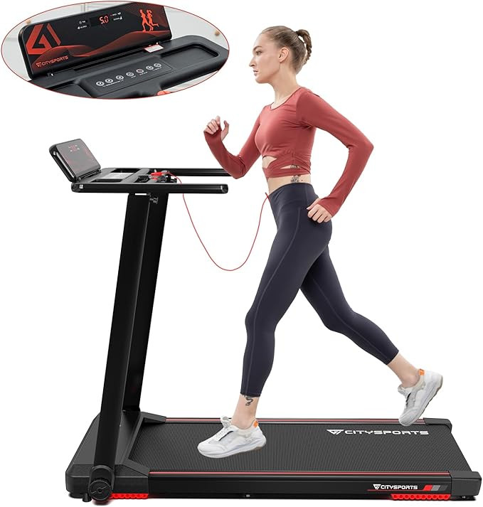 CITYSPORTS Folding Treadmill for Home,2.0HP Foldable Under Desk Treadmill Adjustable Speeds 1-12k... | Amazon (UK)
