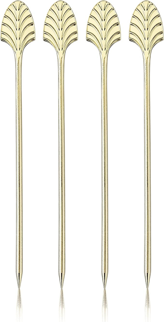Viski Gold Art Deco Cocktail Picks, Stainless Steel Cocktail Picks for Drinks, Garnish Picks, Coc... | Amazon (US)