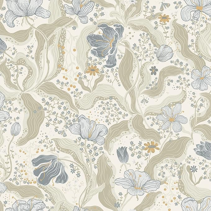 A-Street Prints Bodri Light Blue Tulip Garden Wallpaper | Amazon (US)