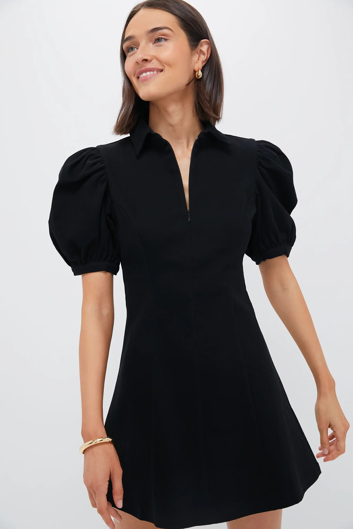Black Front Zip Denim Mini Dress | Tuckernuck (US)