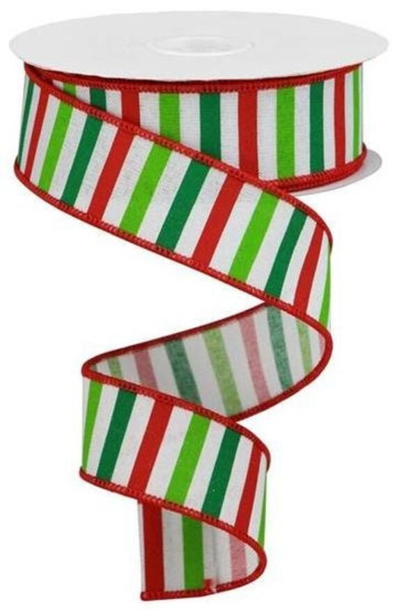 1.5 Red Lime & Emerald Green Horizontal Stripe on | Etsy | Etsy (US)