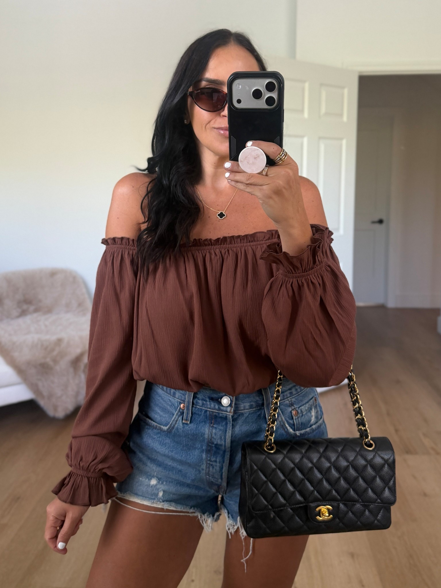 Madden NYC Women's Peasant Top with Long Sleeves only $15 wearing size small