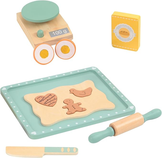 Wooden Cookie Bake Play Food Set, Pretend Play Cookies and Baking for Toddlers, Montessori Play K... | Amazon (US)