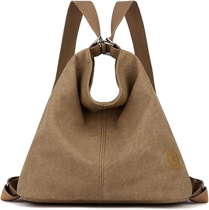 Women Backpack Canvas Shoulder Bag Casual Daypacks Handbag Large Capacity Top Handle Bag Multifun... | Amazon (US)