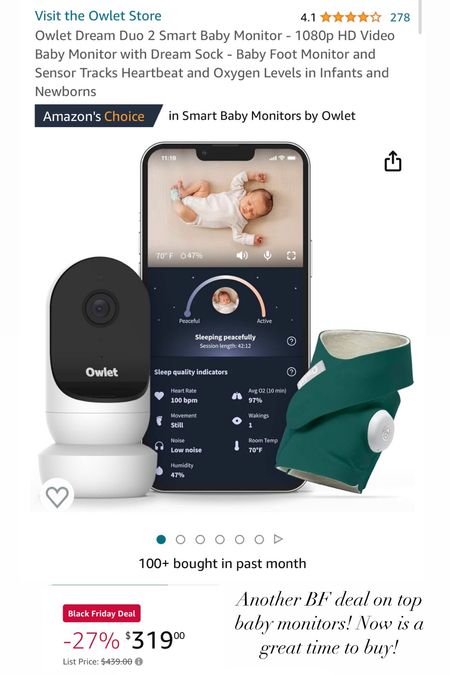 Owlet dream sock and baby monitor duo on sale for Black Friday! Great time to buy for expecting moms or if it’s on a registry! 

#LTKbaby #LTKCyberWeek #LTKsalealert