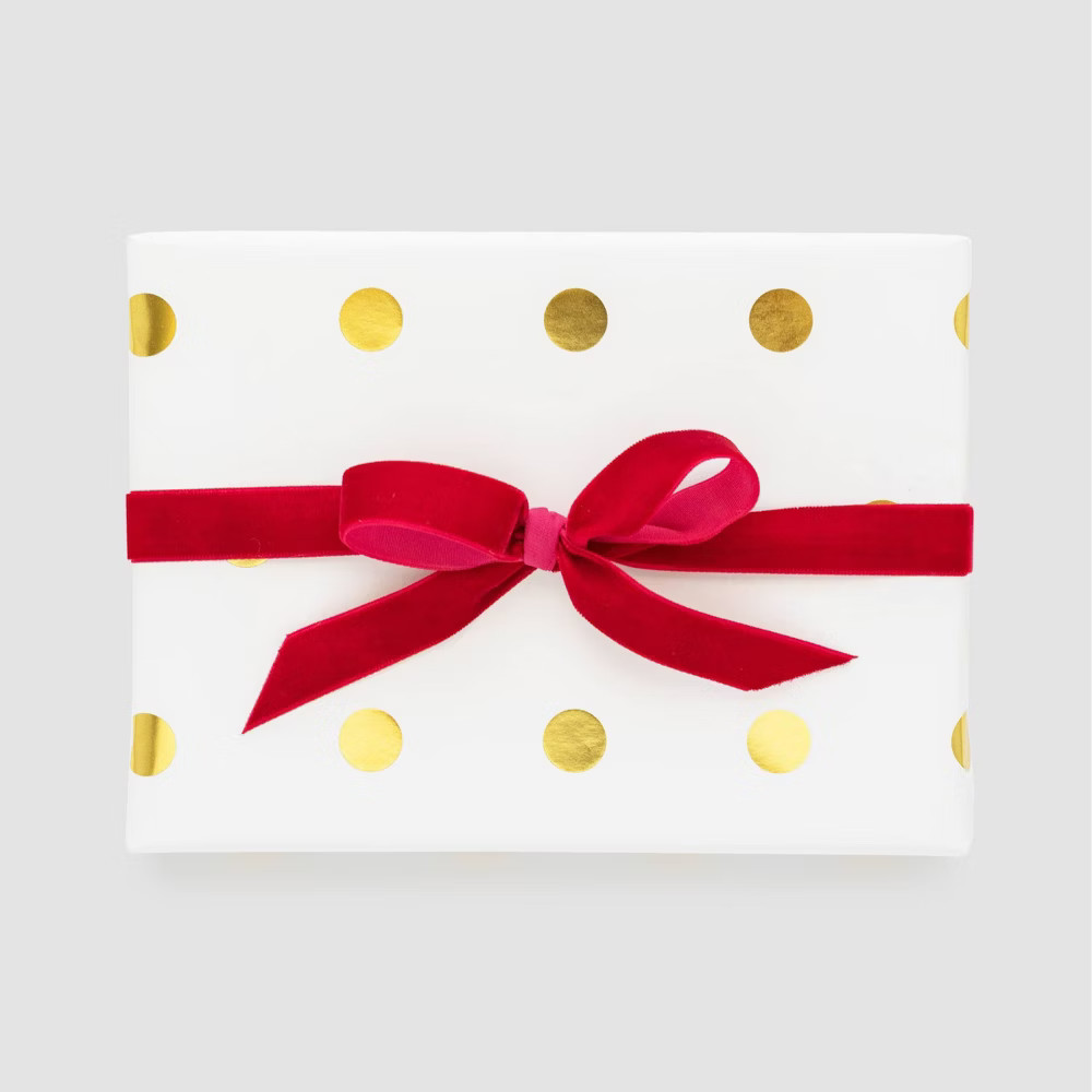 White with Gold Large Dots Gift Wrap, Single Roll - Sugar Paper™ | Target