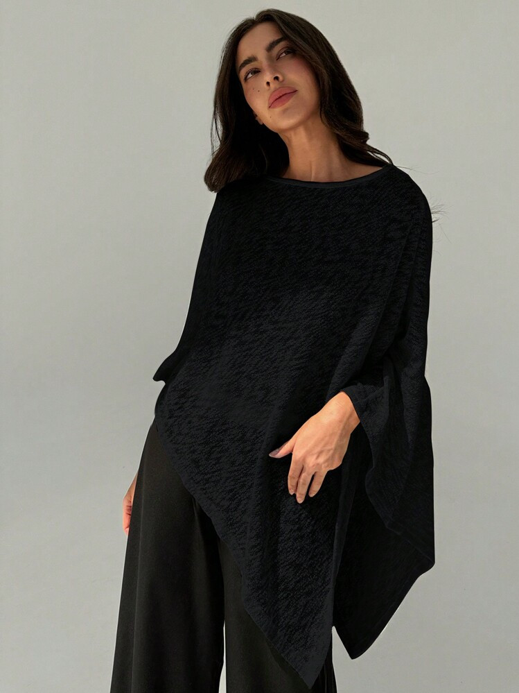 Aloruh Elegant Off Shoulder Asymmetric Hem Sheer Loose Cape Cover Up, Year-Round Versatile | SHEIN