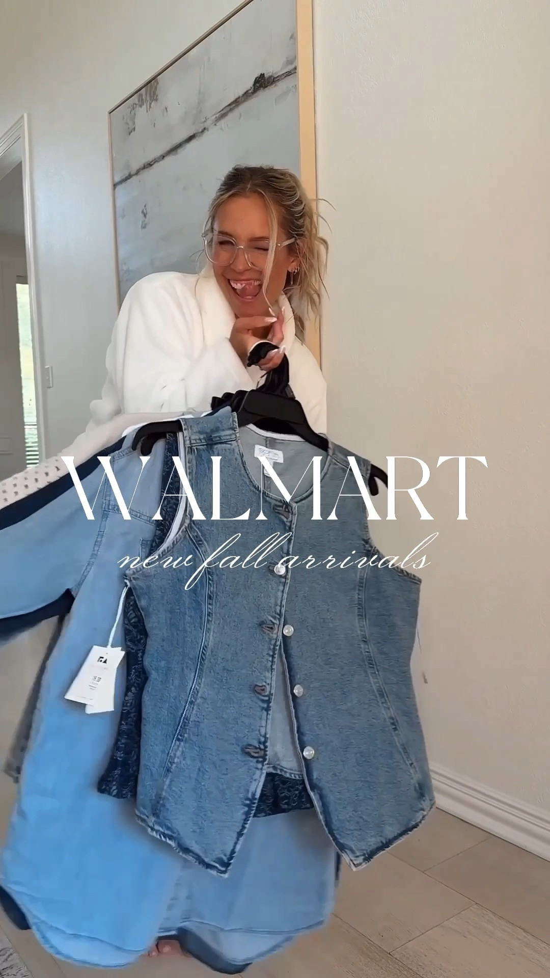 Found the BEST Fall New Arrivals @ Walmart for you!🍂🍂🍂 some of these are already going quick, hurry! 



OUTFIT 1️⃣
•Denim Vest: S / TTS
•Corduroy Mini Skirt: 6 / went up 1 size for length

OUTFIT 2️⃣
•Crochet Hoodie: XS / went down 1 size 
•Destroyed Denim: S / TTS

OUTFIT 3️⃣
•Denim Shacket: M (all my store had) / Could do a S
•Destroyed Denim: S / TTS
•Oxford Boat Shoes: TTS

OUTFIT 4️⃣
•Amazon Grey Tee: S / TTS
•Denim Cargo Joggers: M / Could do my TTS, Small

OUTFIT 5️⃣
•Paisley Peplum Top: S / TTS / runs a tad big
•Denim Skort: M / went up 1 

OUTFIT 6️⃣
•Denim Dress Anthro Look 4 Less: S / runs big / could go down a size 
•Clogs: tts (run maybe a tad small)