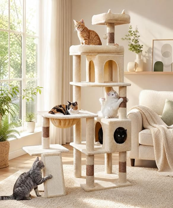 68 Inches Heavy Duty Cat Tree for Indoor Cat, Big Cat Tower with Sisal Scratching Posts and Top P... | Amazon (US)