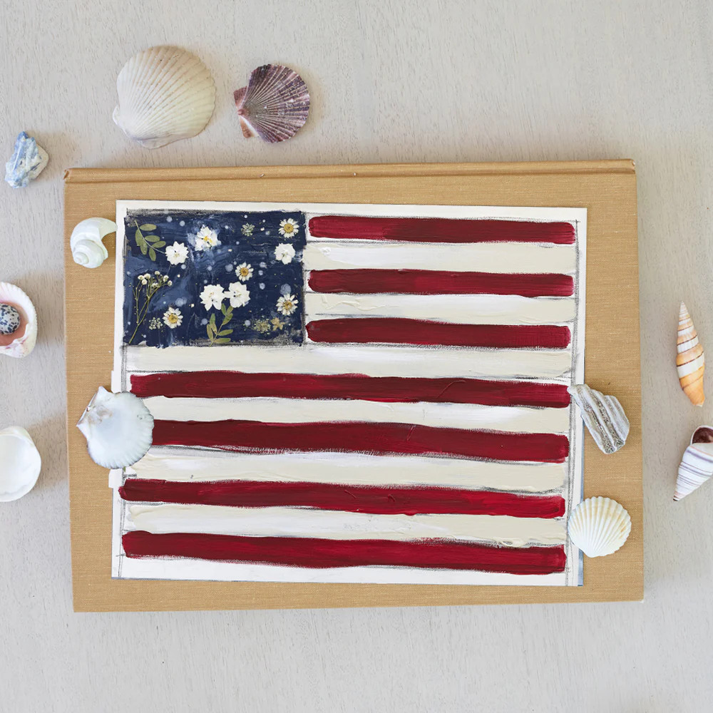 Flowered Flag Canvas Wall Art | Lindsay Letters, LLC