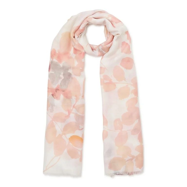 Time and Tru Women's Oblong Floral Leaves Scarf | Walmart (US)