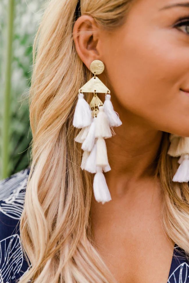 Under The City Light Ivory Tassel Earrings FINAL SALE | The Pink Lily Boutique