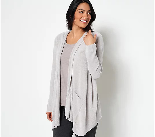 Barefoot Dreams CozyChic Ultra Lite Hooded Seashore Cardigan - QVC.com | QVC