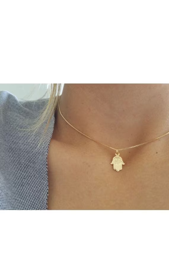 SaleHamsa Gold  Necklace, Hand of Fatima,Hand Of God , Gold Plated  HamsaEye Necklace ,  Hamsa ne... | Etsy (US)