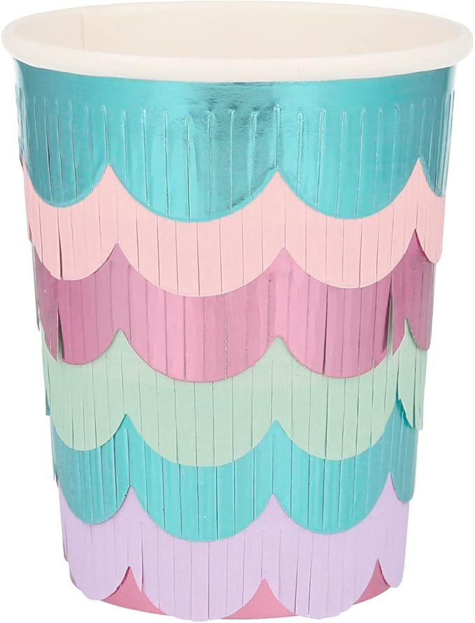 Meri Meri Mermaid Scalloped Fringe Cups (Pack of 8) | Amazon (US)