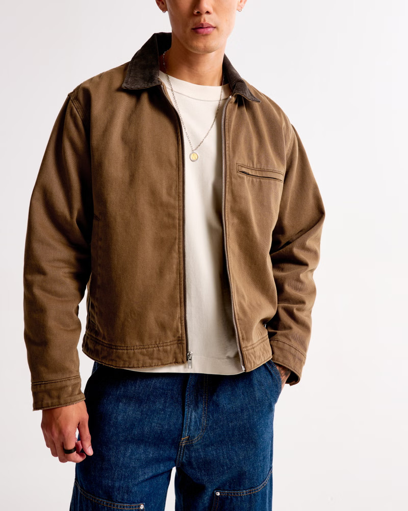 Cropped Zip Workwear Jacket | Abercrombie & Fitch (US)