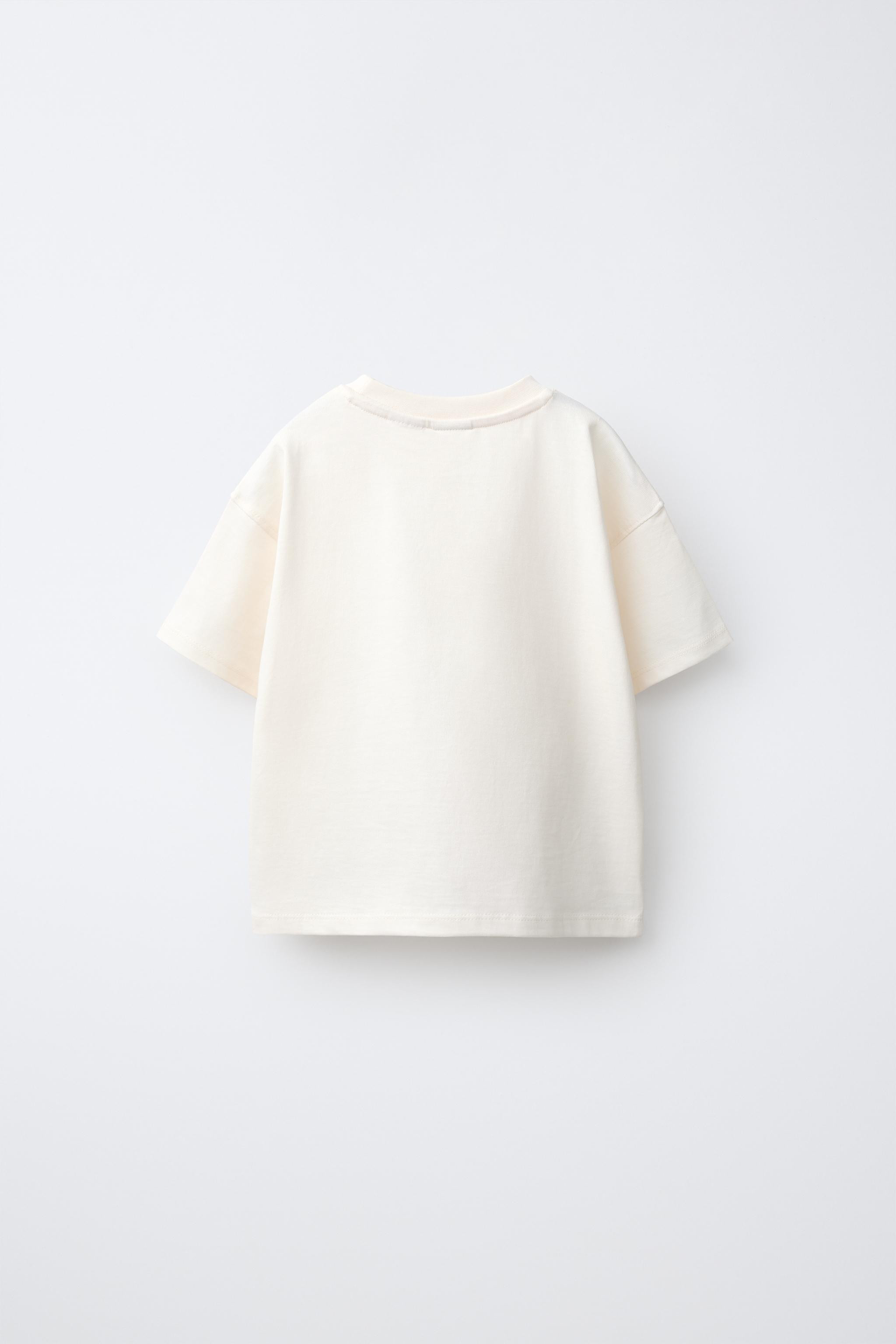 Round neck short sleeve T-shirt. Front text print. | Zara US
