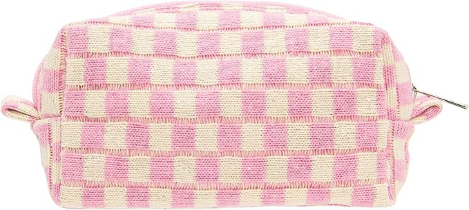 PAZIMIIK Checkered Makeup Bag for Purse Portable Zipper Make Up Pouch Small Cosmetic Case for Tra... | Amazon (US)