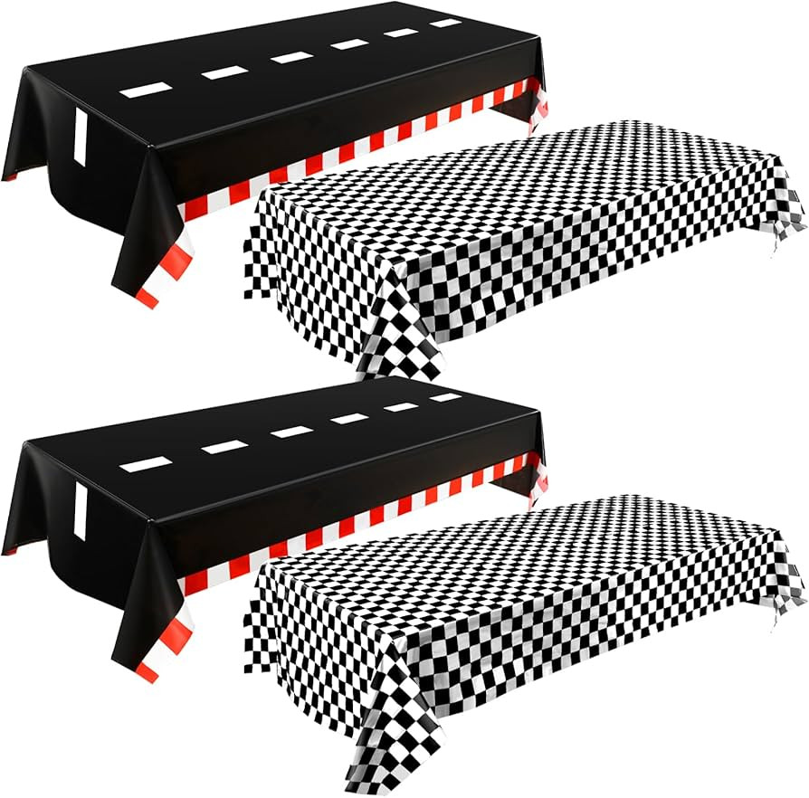 Breling 4 Packs Car Birthday Party Decorations Plastic Car Table Cloth Two Fast Disposable Race R... | Amazon (US)