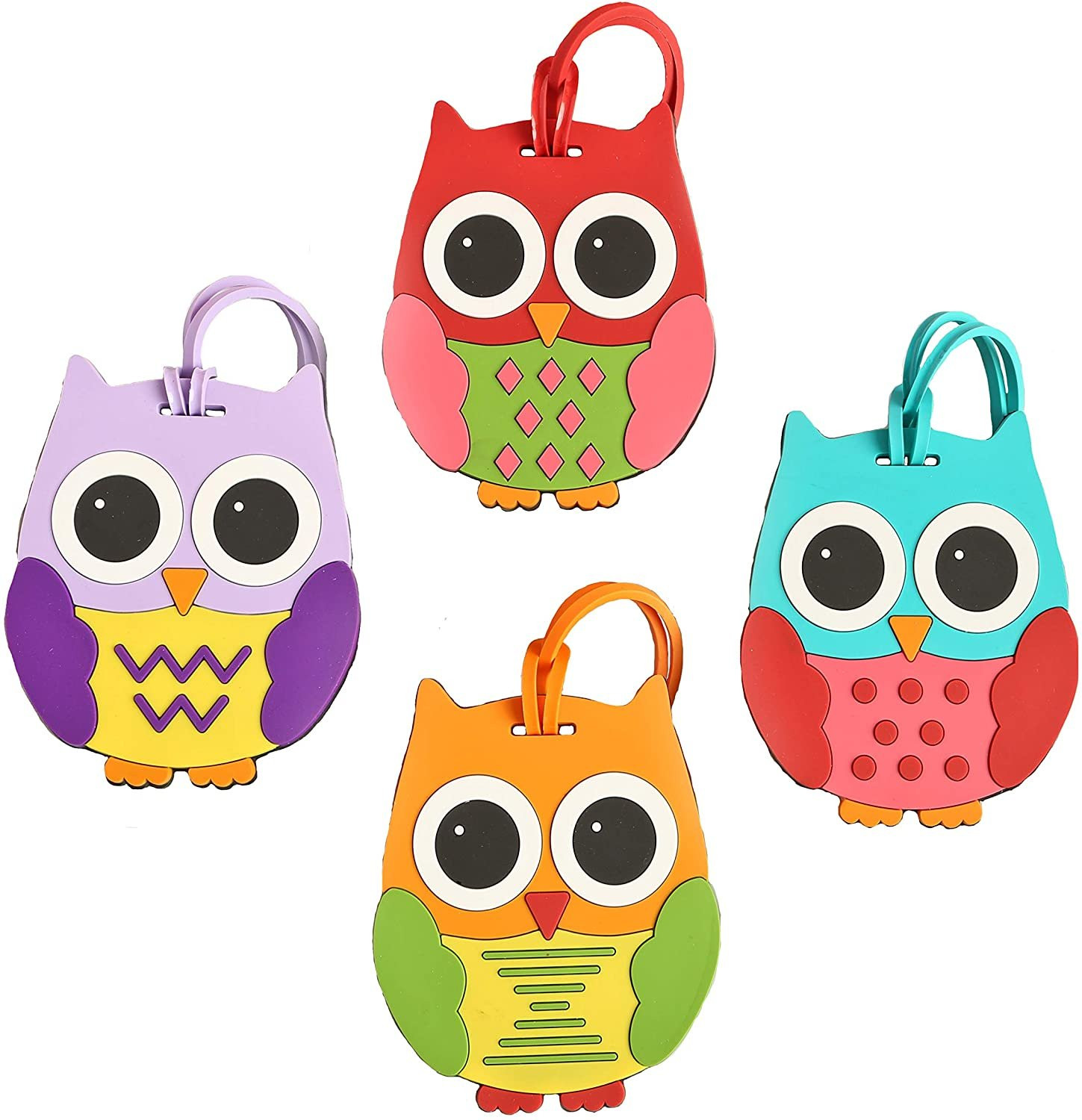 Owl Luggage or Backpack ID Tags (Set of 4 -Assorted Styles) - Walmart.com | Walmart (US)