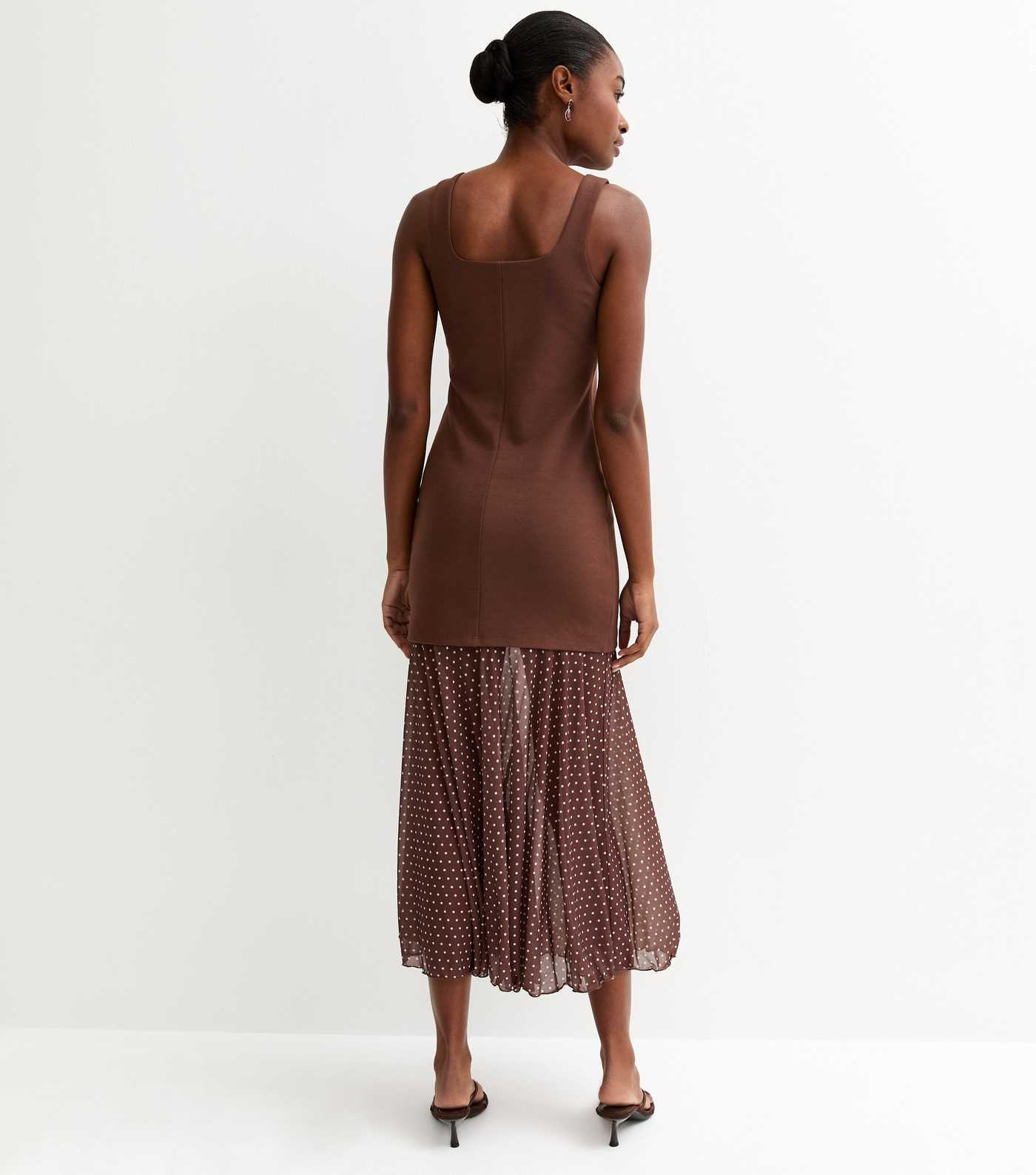 Brown 2-in-1 Polka Dot Midi Dress | New Look | New Look (UK)