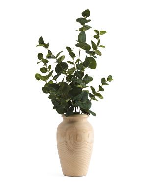 Eucalyptus In Wood Urn Vase | Plants & Planters | Marshalls | Marshalls