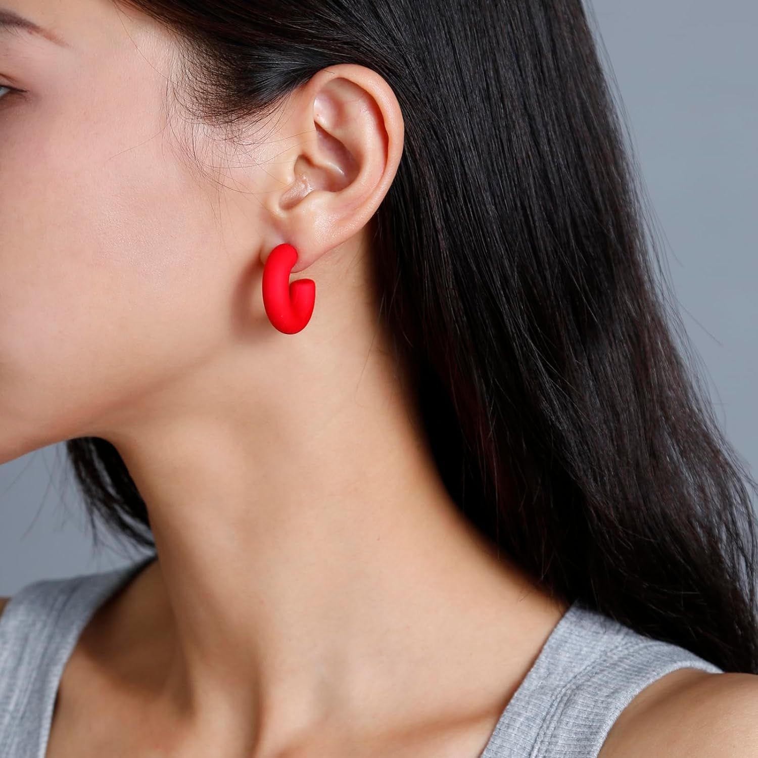 Acrylic Chunky Hoop Earrings, Lightweight Thick Open Hoops Candy Color Hoop Earrings for Women Gi... | Amazon (US)