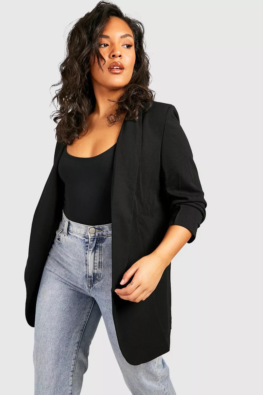 Plus Ruched Sleeve Blazer | Boohoo.com (US & CA)