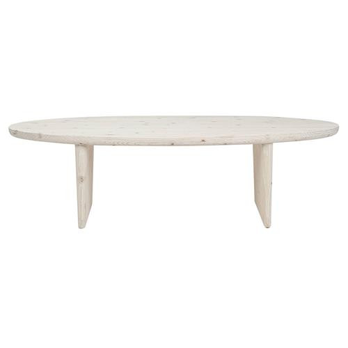 Dyron Coastal Beach White Reclaimed Pine Wood Oval Coffee Table | Kathy Kuo Home