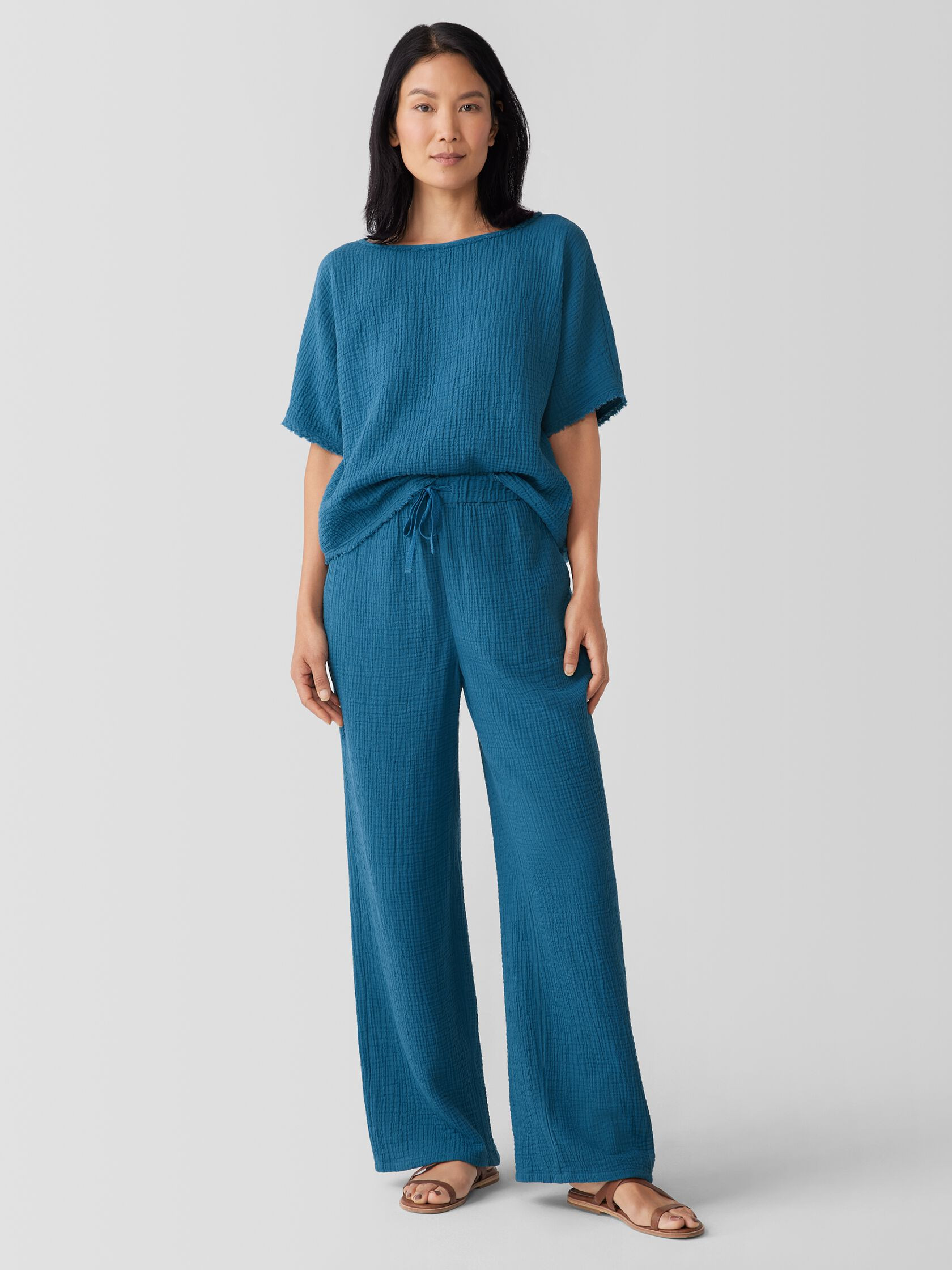 Organic Cotton Lofty Gauze Straight Pant | Eileen Fisher
