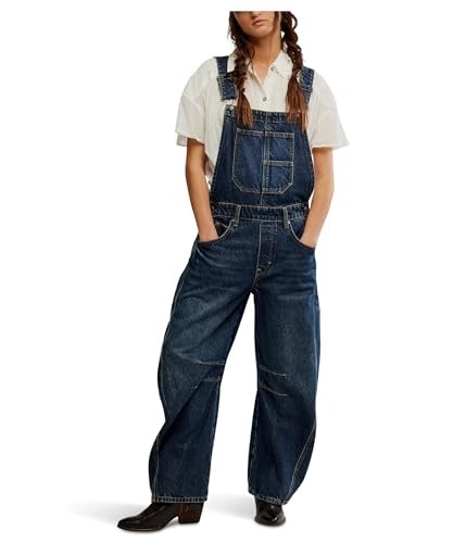 Free People Women's We The Free Good Luck Barrel Overalls, Deep End | Amazon (US)