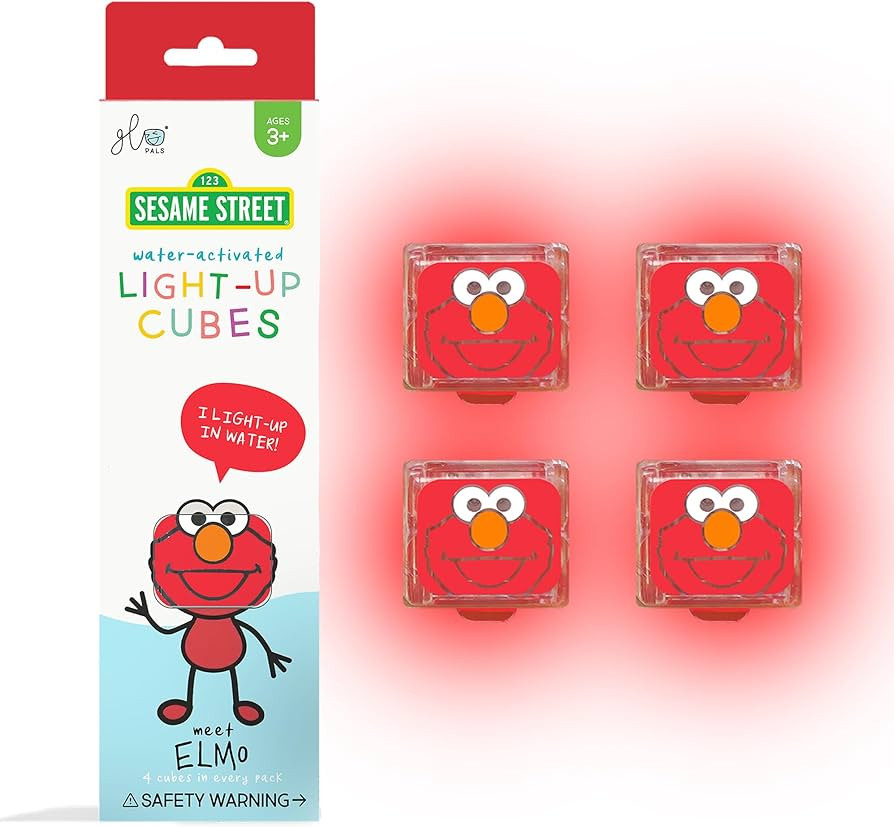 Glo Pals x Sesame Street Water-Activated Light-Up Cubes for Sensory Play (Elmo - Cubes Only) - Ea... | Amazon (US)