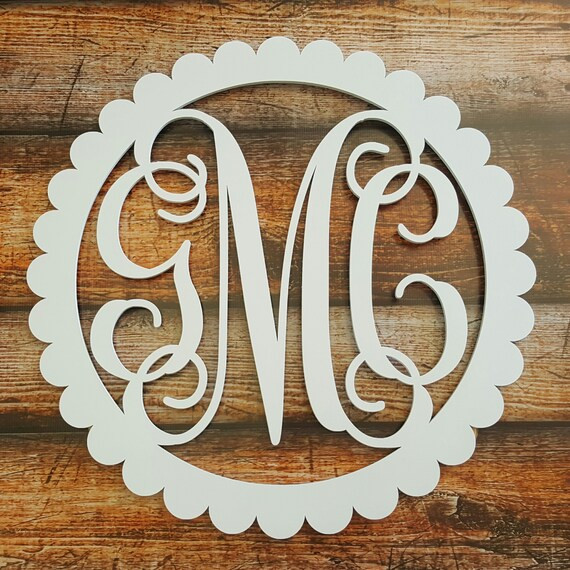 Painted Wooden Initials - Wooden Monogram - Scallop Border - Wooden Monogram Wall Hanging | Etsy (US)