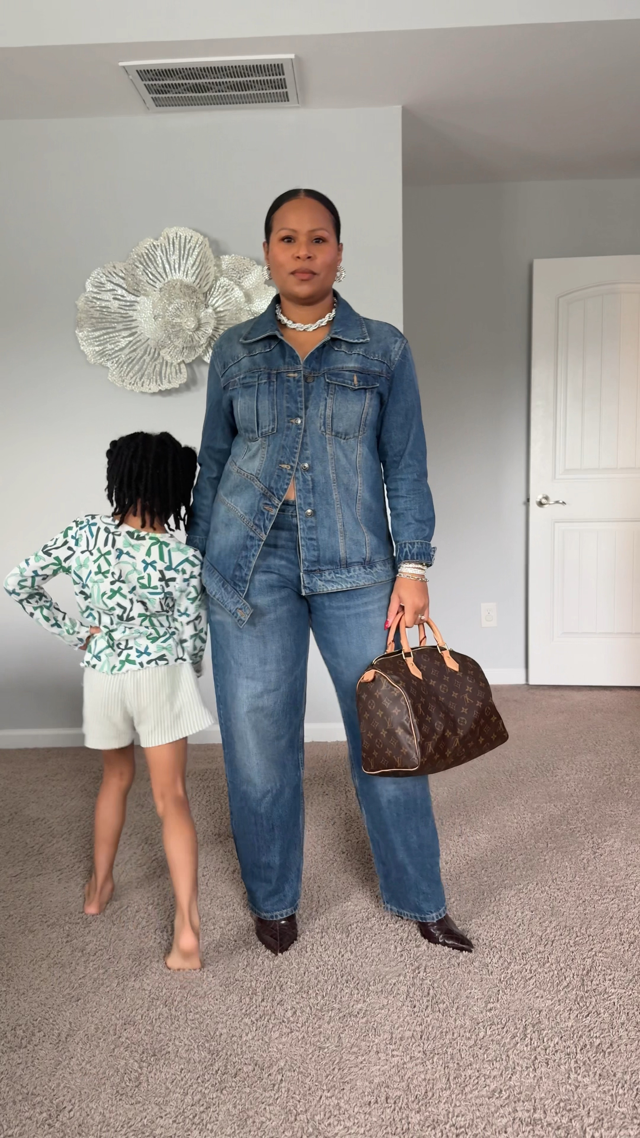 Denim on denim ft LV and my 6 year old ♥️

#denimondenim #louisvuttion #schultz #target 

#LTKItBag #LTKOver40 #LTKKids