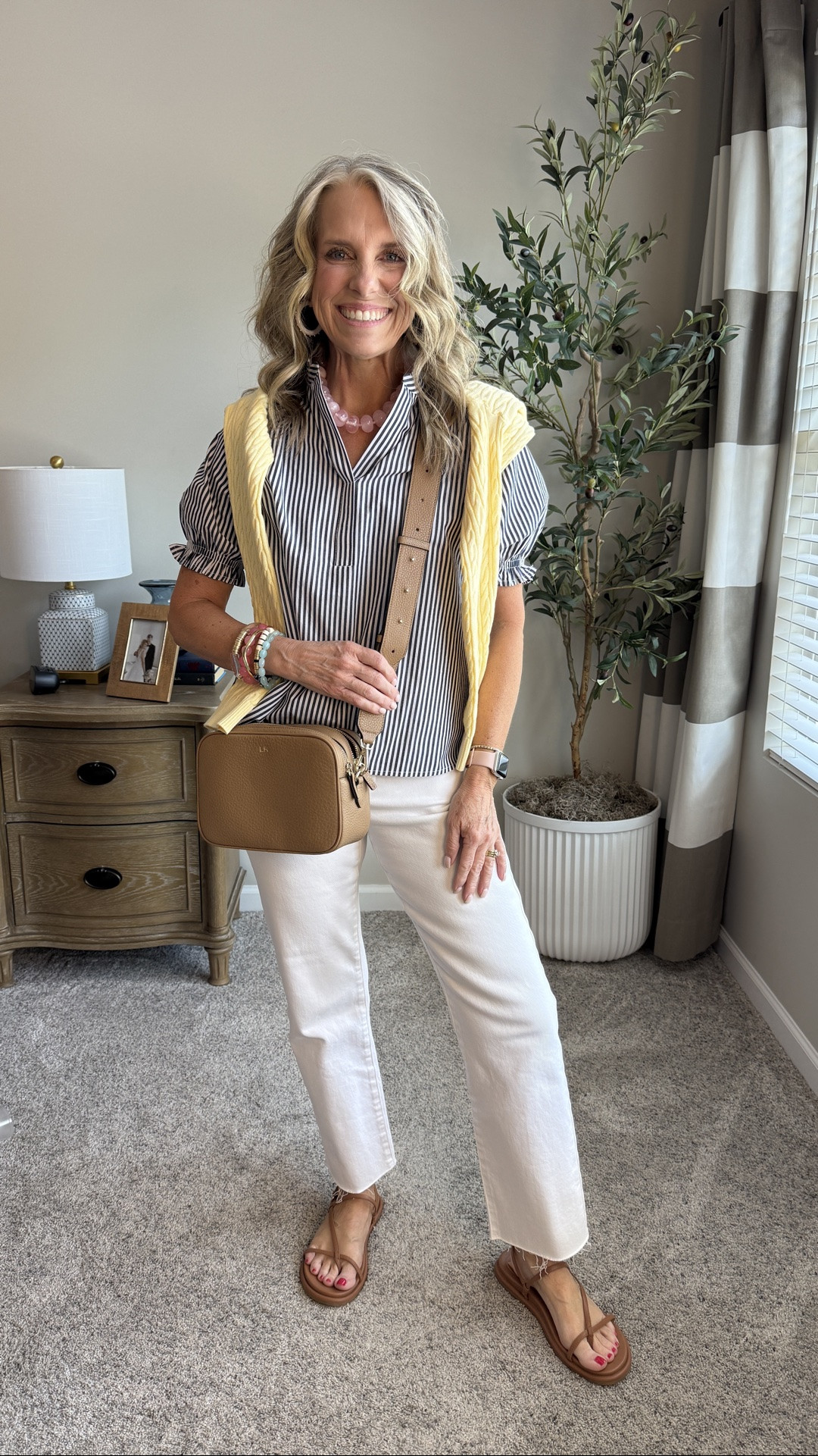 The quintessential summer look. Navy and white stripes with white jeans. XS top/28 jeans.

#LTKMothersDay #LTKOver40 #LTKSaleAlert