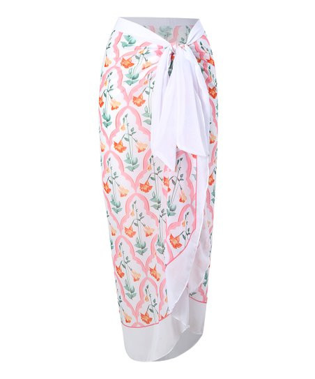 Doris Pink & White Floral Wrap Skirt Cover-Up - Women | Zulily