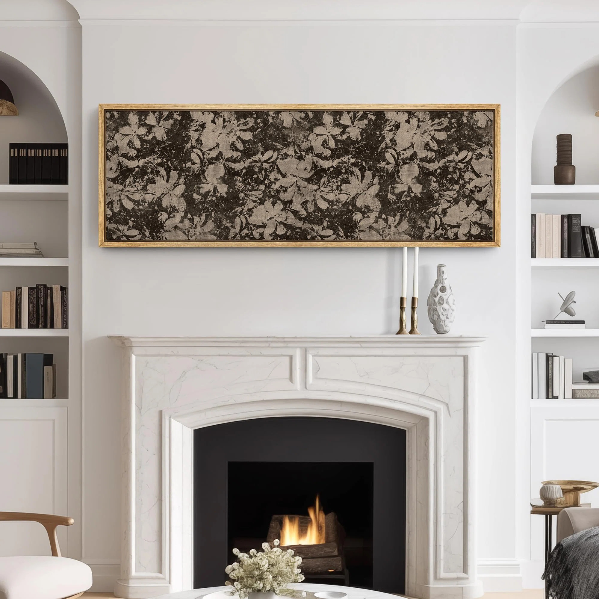 IDEA4WALL Abstract Botanical Vintage Floral Pattern Twilight Garden Silhouette Framed On Canvas P... | Wayfair North America