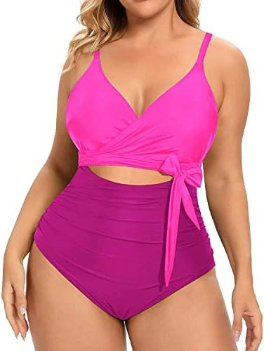 Daci Women Plus Size One Piece Swimsuits High Waisted Tummy Control Bathing Suits Cutout Open Bac... | Amazon (US)