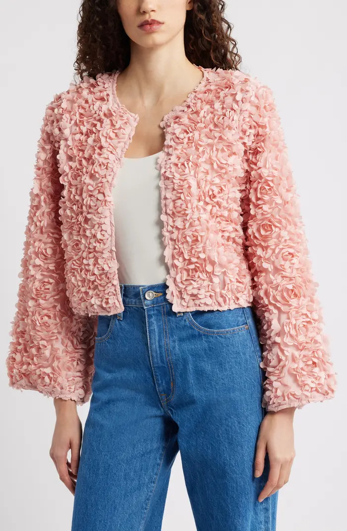 Elliott Flower Embellished Crop Jacket | Nordstrom