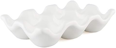 Ceramic Egg Holder 6 Cups Porcelain Egg Tray Set Kitchen Restaurant Fridge Storage Decorative Acc... | Amazon (US)